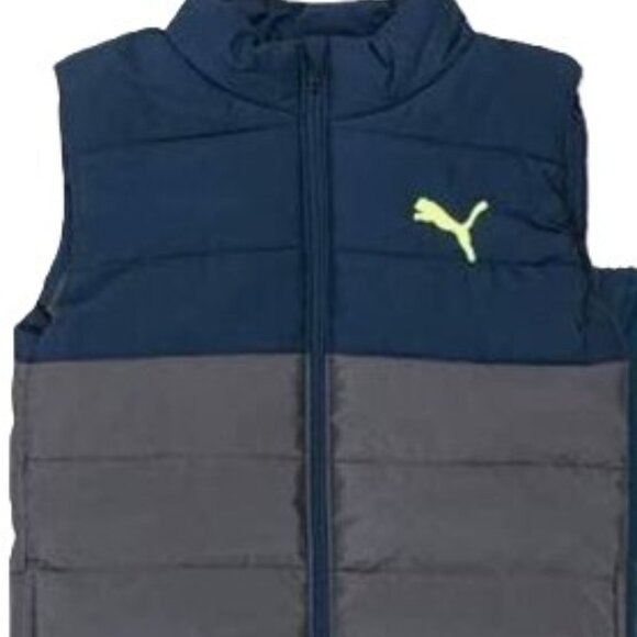 Puma Boys 3-Piece Outfit Set XS (5/6) | Teal Gray Vest Hoodie Pants - Like New - Picture 4 of 16